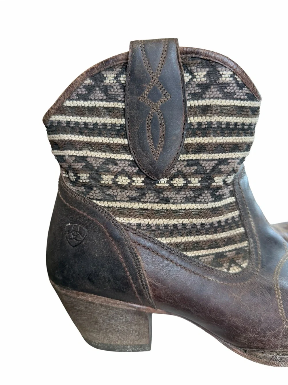Ariat 9B Meadow Aztec Brown Western Ankle Cowboy Boots Southwestern Tapestry